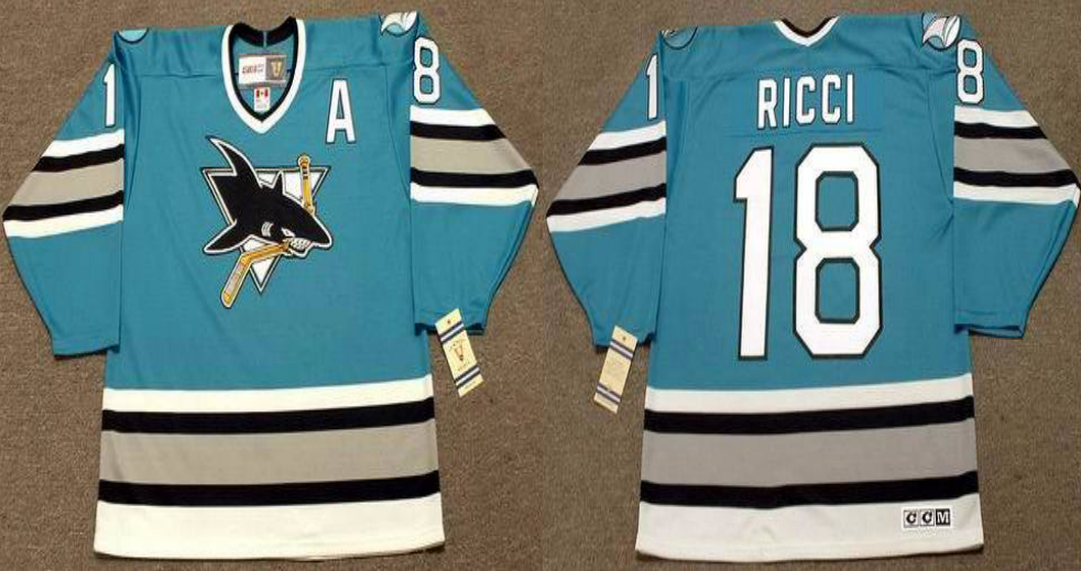 2019 Men San Jose Sharks 18 Ricci blue style2 CCM NHL jersey